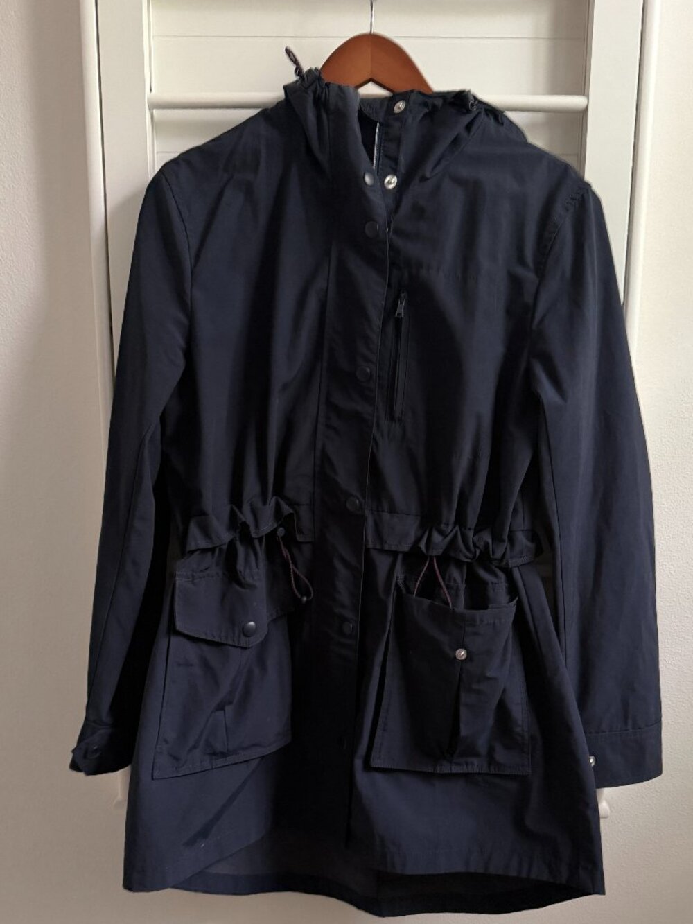 J.Crew Tall Perfect Rain Jacket Navy XS Hooded Utility Coat